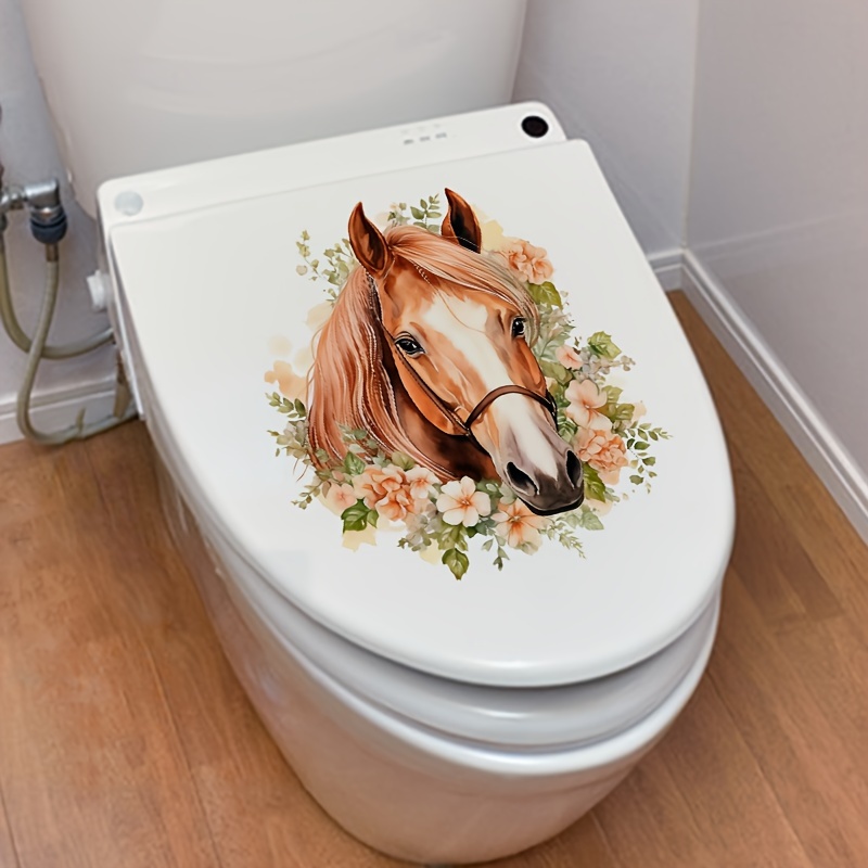 Stickers Déco Pour Abattant WC - Motif Cheval, Marque ADS, Facile à Poser
