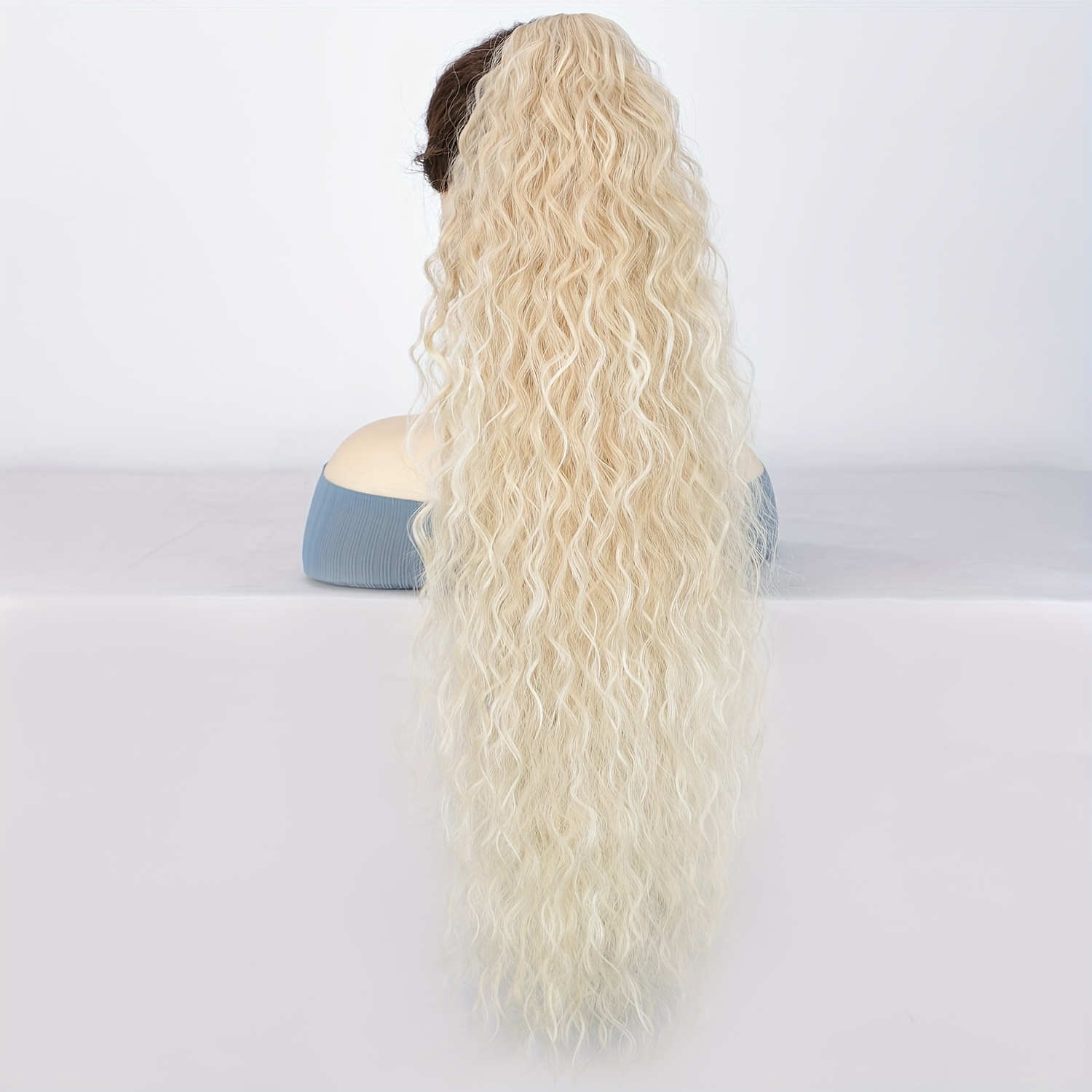 TEMU sfumata -oro da 30 pollici, stile clip pigra, per uscire, scelta per l'estate, Corn-Perm, rende i capelli pi羅 soffici e sexy, possederla ti fa