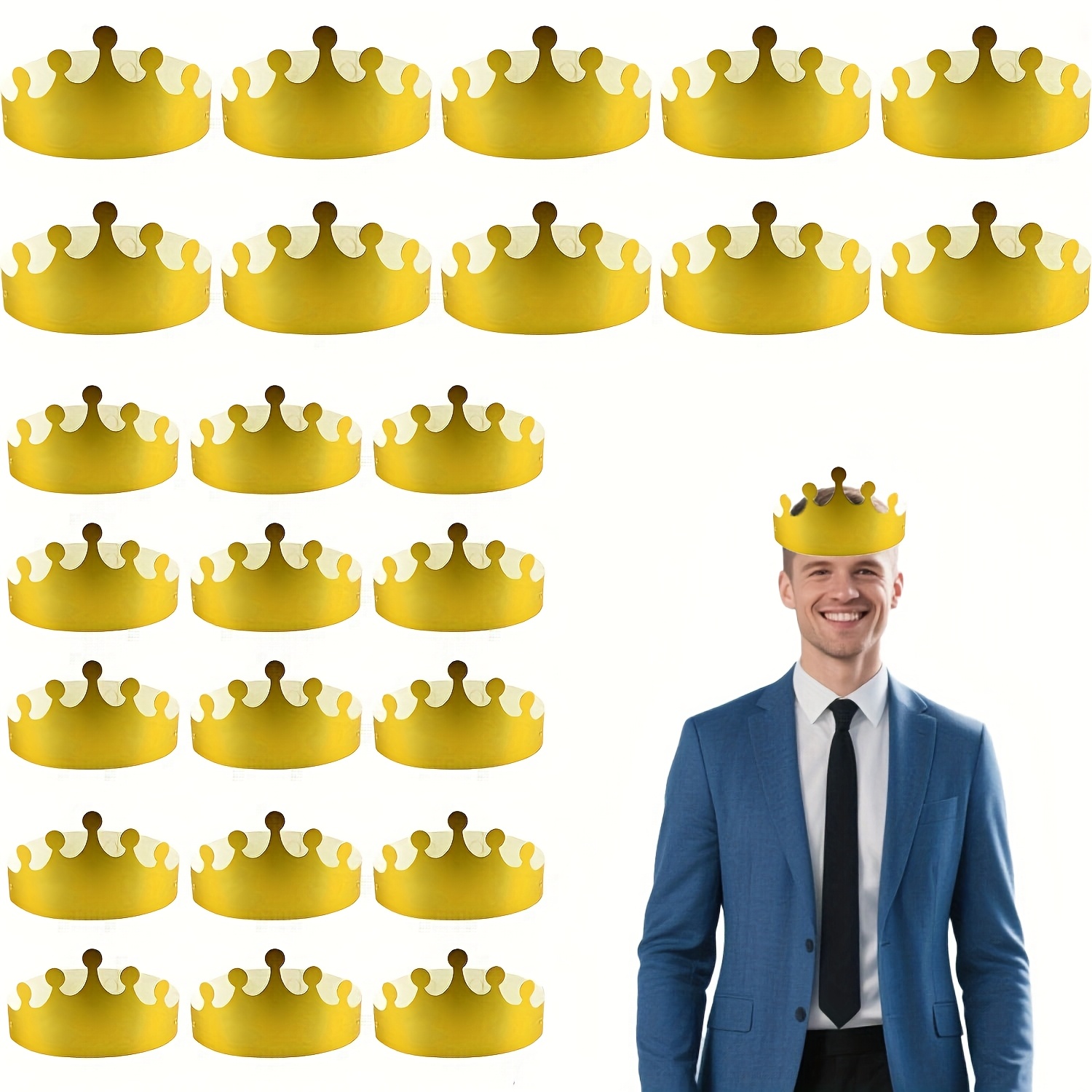 Image of 25pcs Of Golden , Ideal For Birthday Celebrations, Foldable Party Crowns Perfect For Photo Props During New Year And Wedding Anniversaries I Perfect For Halloween