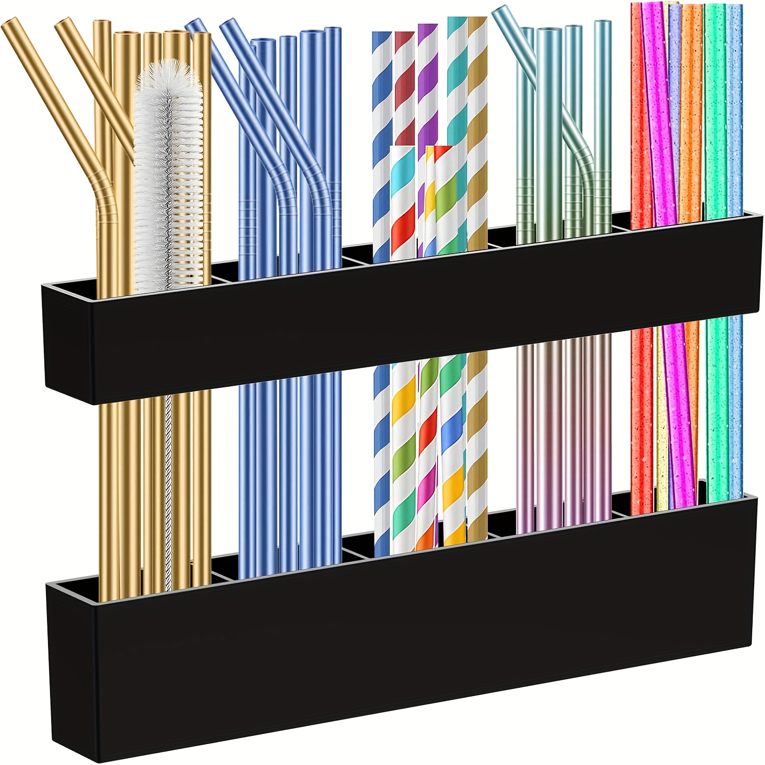 Cabinet Door Straw Holder - 9.5-inch Large Acrylic Straw Organizer With Strong Adhesive Tape Cup Sleeve For Storing Straws, Suitable For Cabinet Drinking Straw Dispenser, Fits Kitchen Countertops