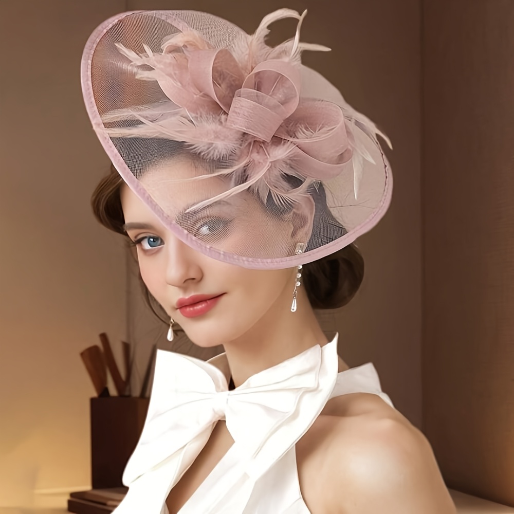 1pc elegant hot pink fascinator hat women 20s pillbox style  display picture 3