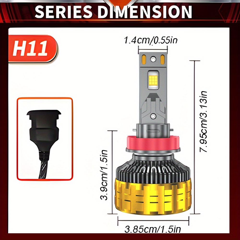 TEMU 2pcs H4 H7 H11 Led Car Headlight H1 H9 9005 Hb3 9006 Hb4 9012 Hir2 9007 Hb5 9008 H13 High Low Beam Bulbs 6000k White 800% Bright With External