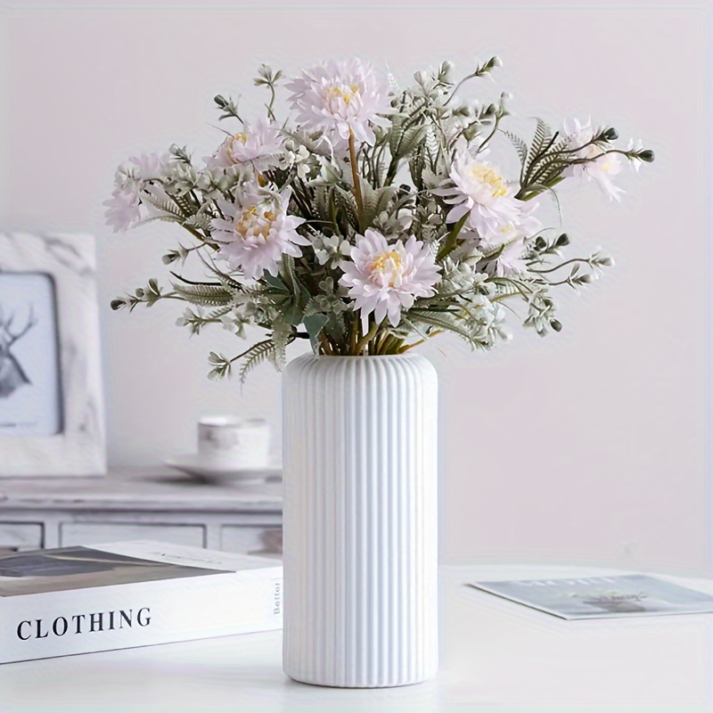 

Modern Striped Plastic Vase - European-inspired Ceramic, & Home Decor, Flower Vase