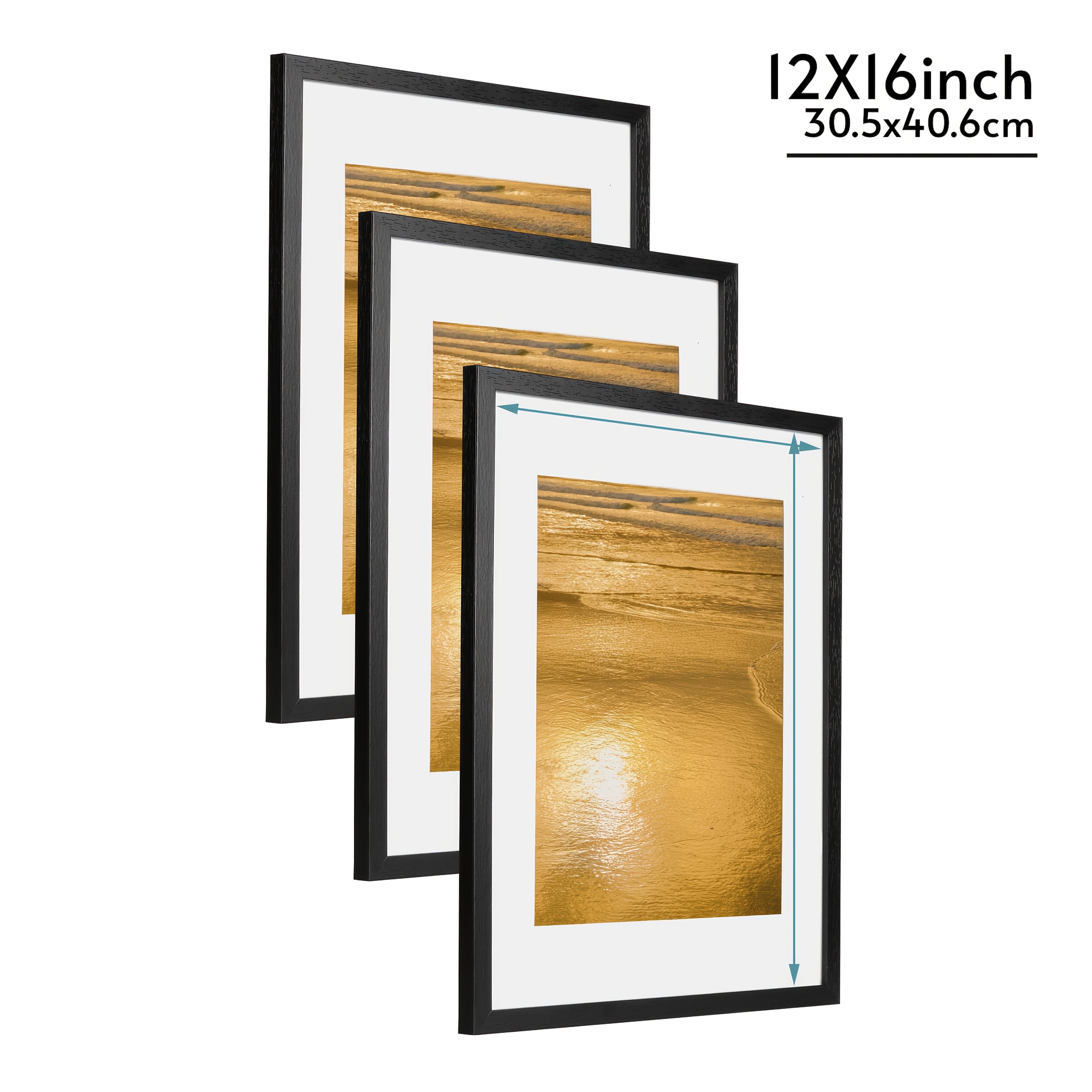 TEMU 3pcs Photo Frames A4 Black Wood Picture Frame - Wall & Tabletop Art Decor, Modern Home/office Display, Easter Gifts For Women/men (ideal For