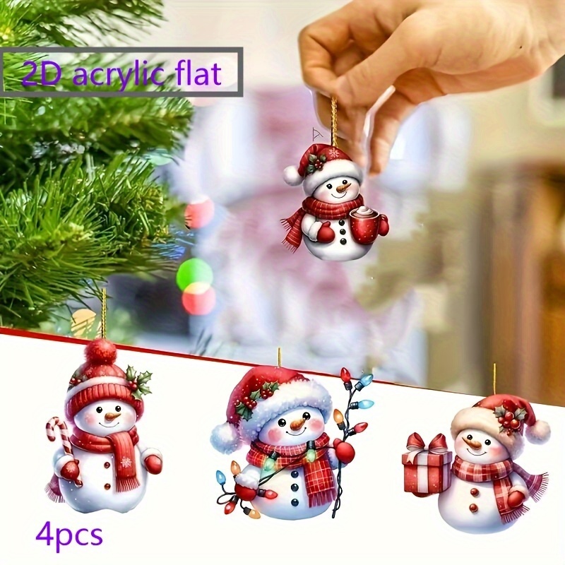 

4pcs Christmas Snowman Ornaments Set - , For Parties & , Includes Hanging