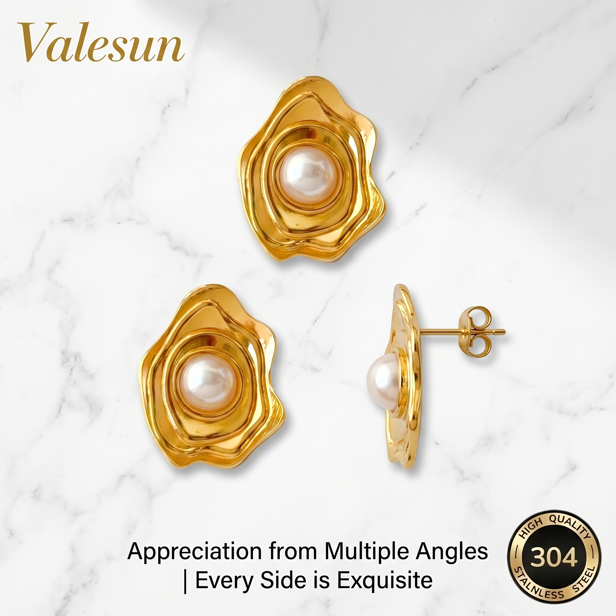 Women's 18K Gold Plated Hypoallergenic Stainless Steel Earrings, Versatile Gift
