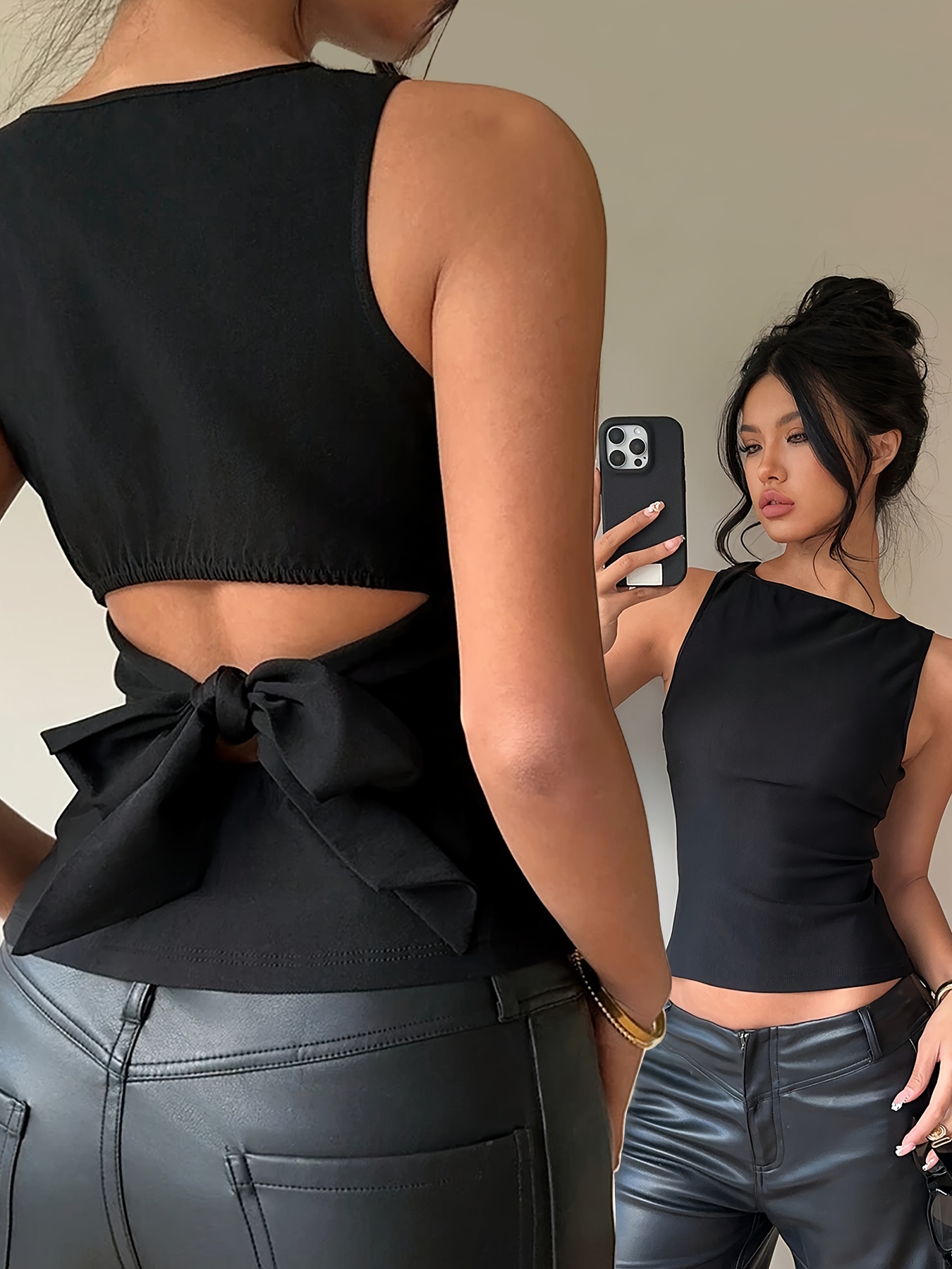 Stylish Summer Fashion Hollow Back Strapless Solid Color Sexy Women's Tank Top