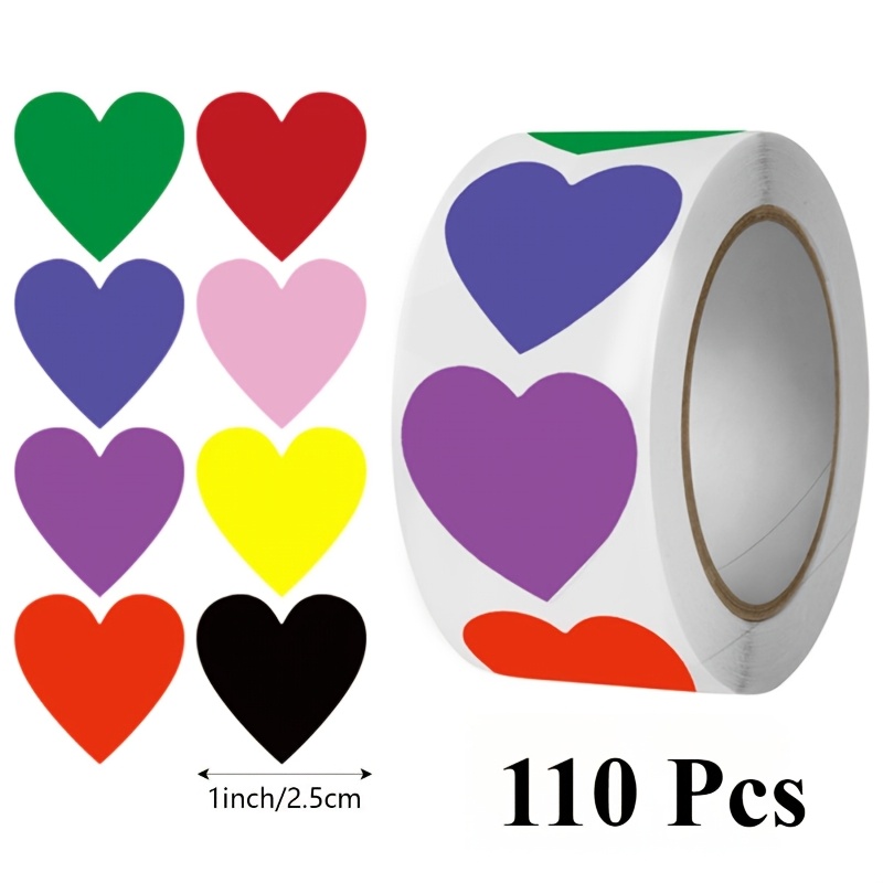 TEMU 110 Sheets/roll Solid Color Heart Shaped Label, 8 Colors Mother's Day Wedding Decoration Valentine's Day Envelope Packaging Diy Teacher Easter