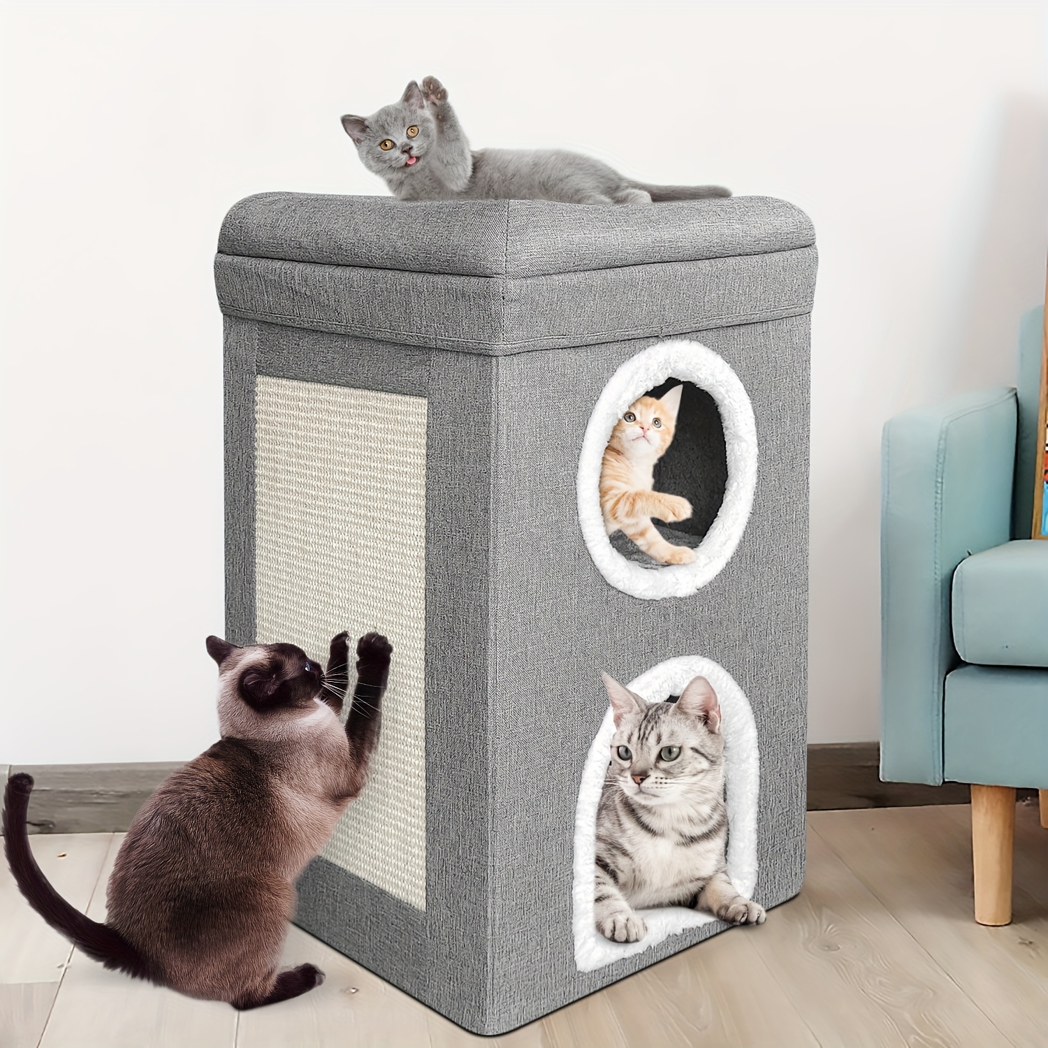 Aazon.co : LUCKITTY Cat Condo House With Reversible Cushions And