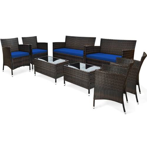 4pcs 8pcs patio furniture set w washable cushions and tempered glass coffee table