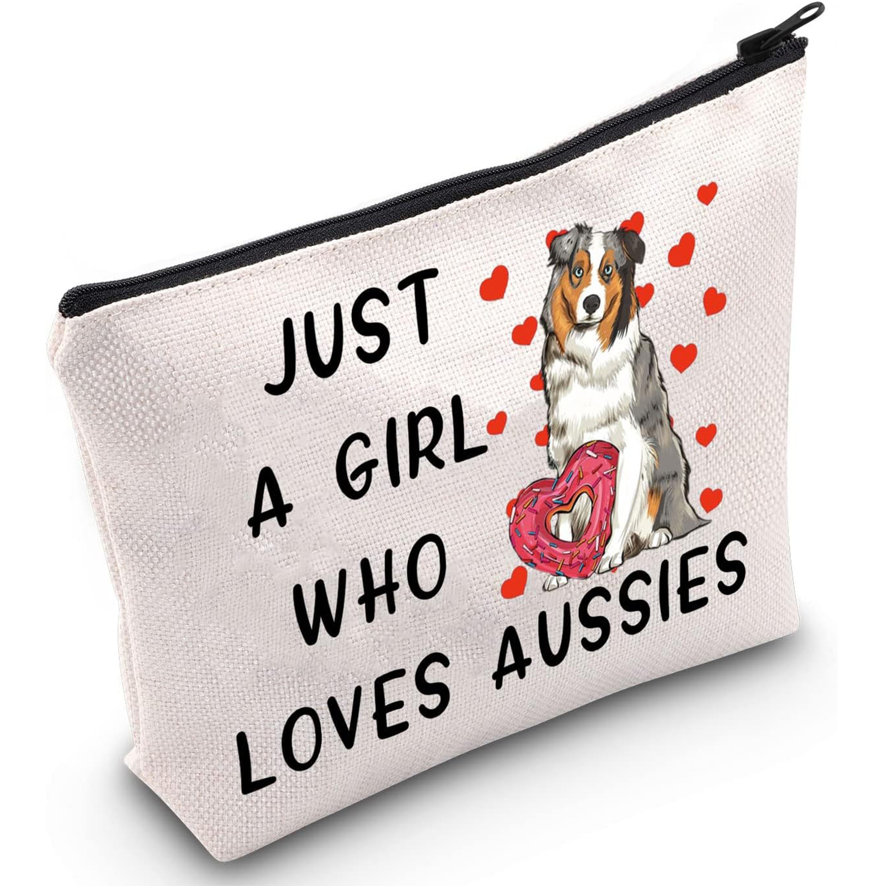 

Dog Theme Canvas Makeup Bag - Cute Lightweight Foldable Toiletry Pouch With Zipper Closure For Lovers - Hand Washable Travel Cosmetic Bag With No Accessories