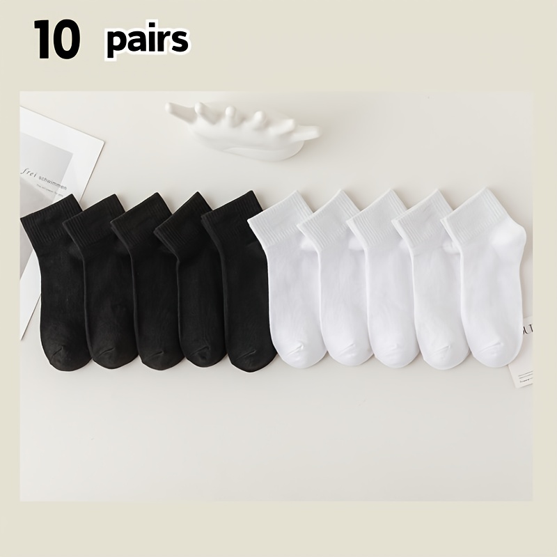 

10 Pairs/20 Pairs Of Boys And Girls Socks For Season Solid Color Low-