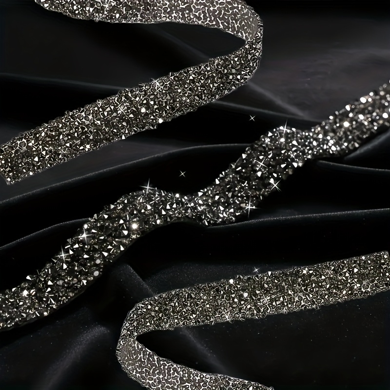 item picture 2pcs set ultra long total length 72 inches white imitation diamond pearls imitation   decorative strips imitation diamond sticker paper self   crystal decoration suitable for wedding diamond decoration diy handicrafts jackets