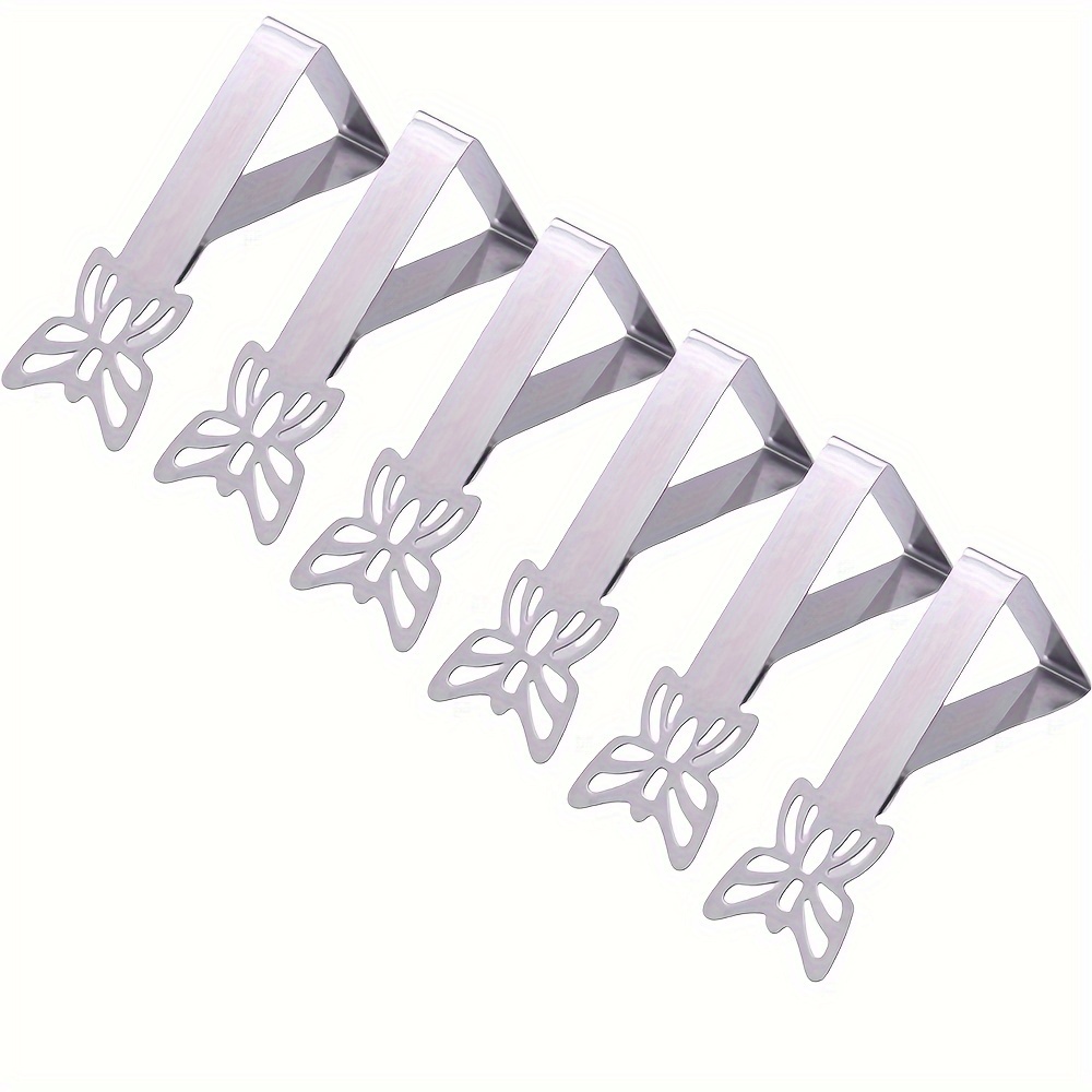 E-shop 6 Stk. strapazierfähige Tischdecken-Clips, Picknick-Tischclips, Edelstahl-Tischdecken-Abdeckungsclips, Tischdeckenständer, Tischdecken-Clips,