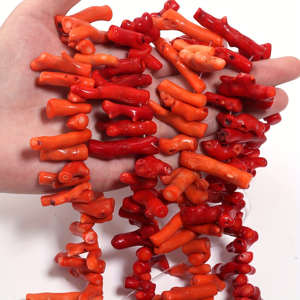 

Red Coral Stone Beads 5pcs/pack, Unique Fashion Diy Jewelry Making Supplies For Necklace And Accessories