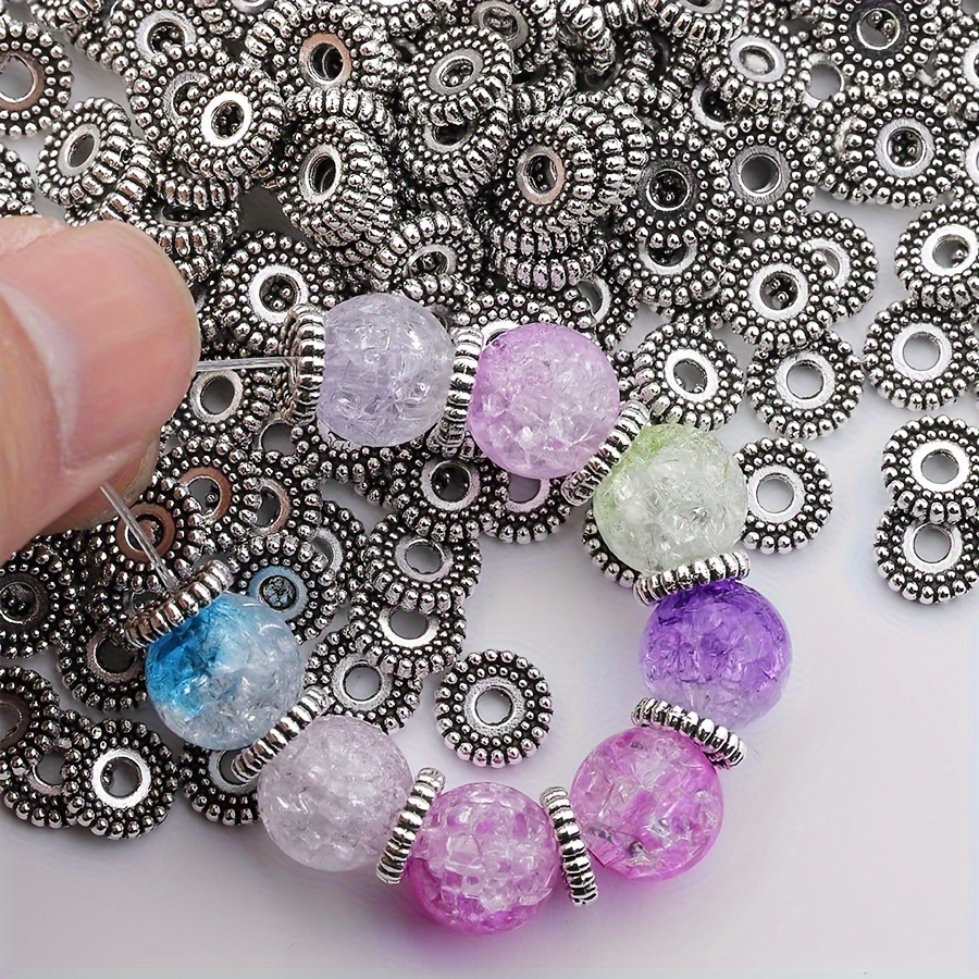 

50pcs Large Hole Dot Spacer Bead Partition Bead Alloy Ancient Silver Color Beaded Spacer Diy Necklace Bracelet Jewelry Making Accessories