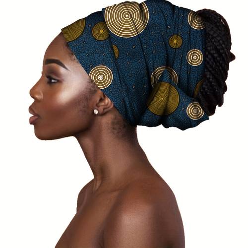 damen-anatolien-kopftuch mit afrikanischem druck – ethnischer vintage-turban mit zufälligen henna- & afrikanischen mustern, kulturelles accessoire für festival, reisen,