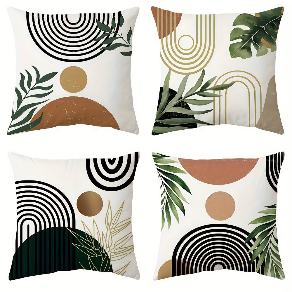 

Set Of 4 Bohemian Style Cushion Covers 18 Inches X 18 Inches Abstract Sunset Design Decorative Pillow Covers Square Cushion Covers Suitable For Living Room Sofa Bed Outdoor Home Decor