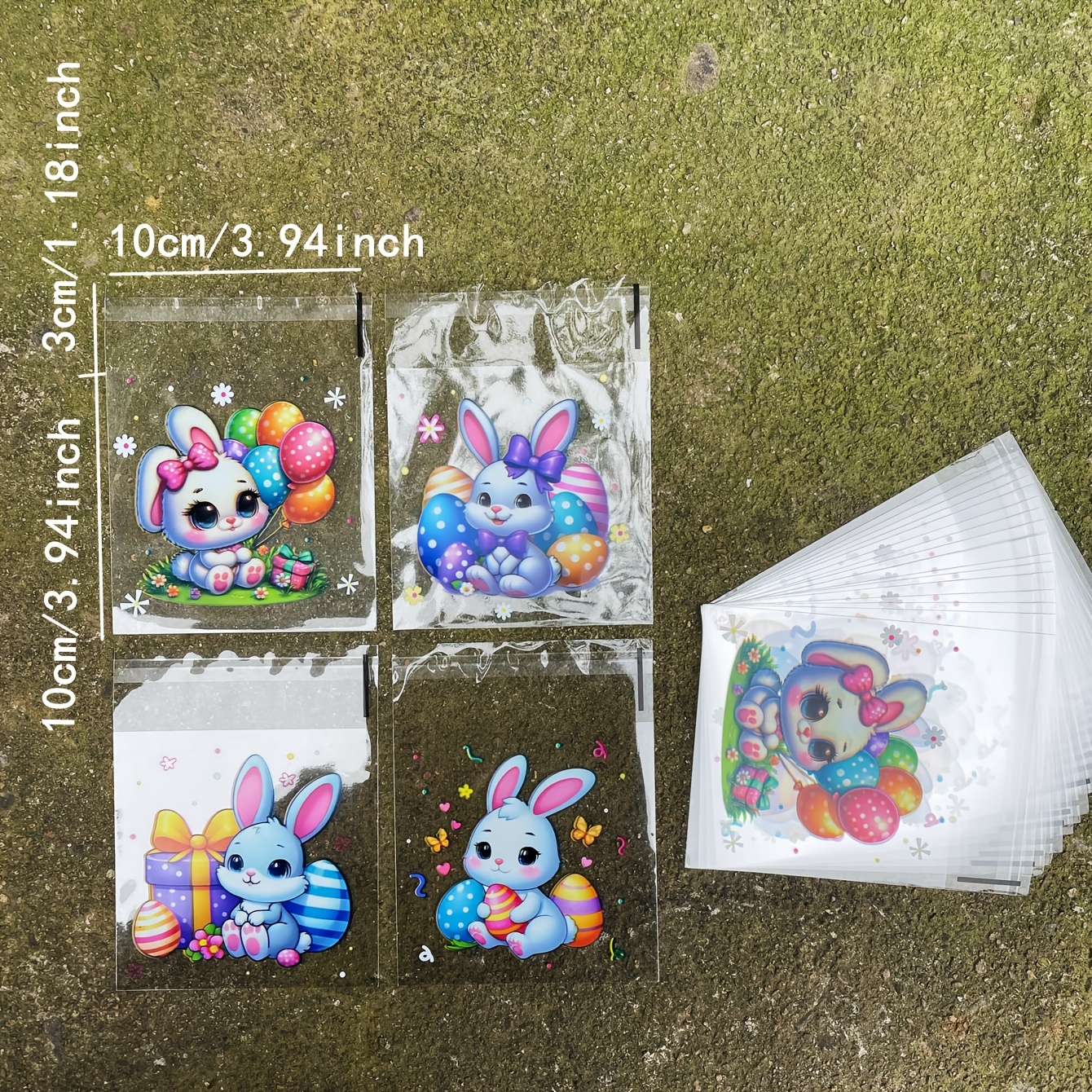 100pcs Pattern Gift Packaging Self-sealing Bags, Bunny Colorful Balloon Printed Small Gift Decorative Opp Bags, For Easter Theme Party Gift Decorations