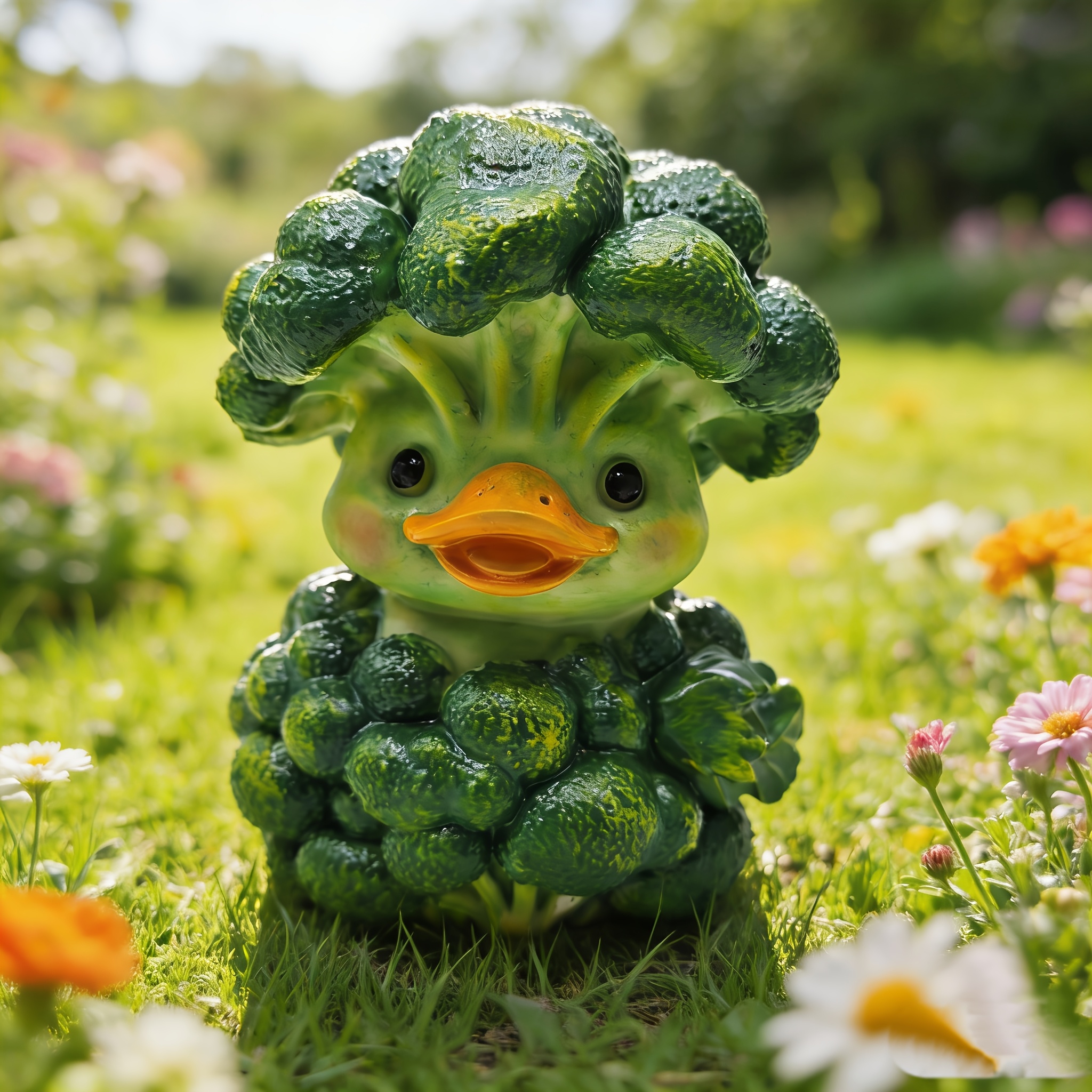 TEMU Cute Vegetable Duck Resin Crafts Creative Broccoli Shape Ornaments Home Entrance Desk Decoration