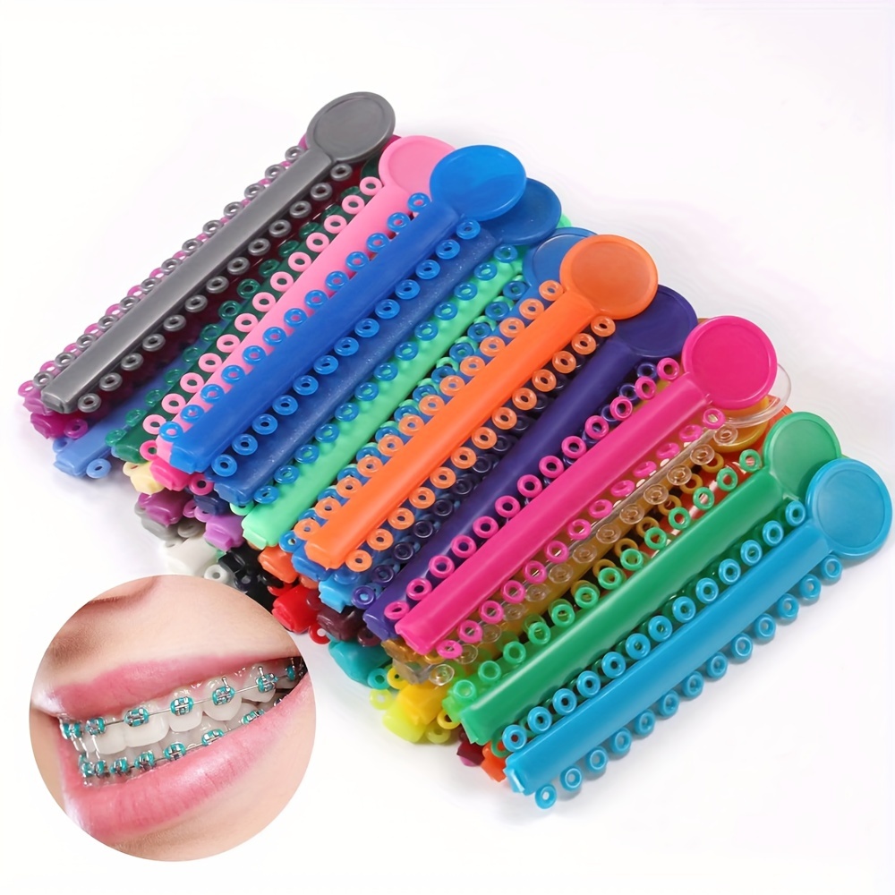 TEMU 1040pcs Orthodontic Ligature Ties Set - High Elasticity, Fade-resistant Rubber Bands For Braces, Gentle On Gums, Multi & Transparent Colors