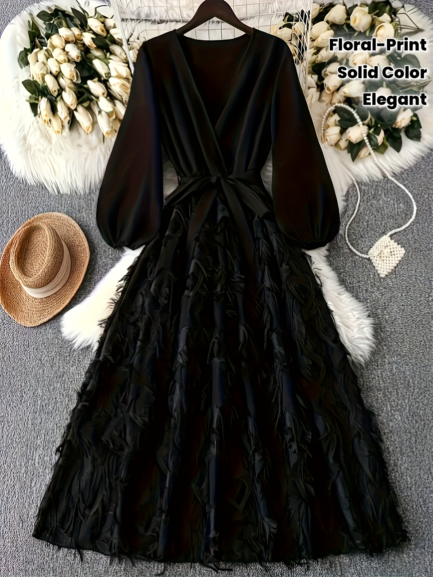 2025 elegant womens cross neck spliced black - Temu