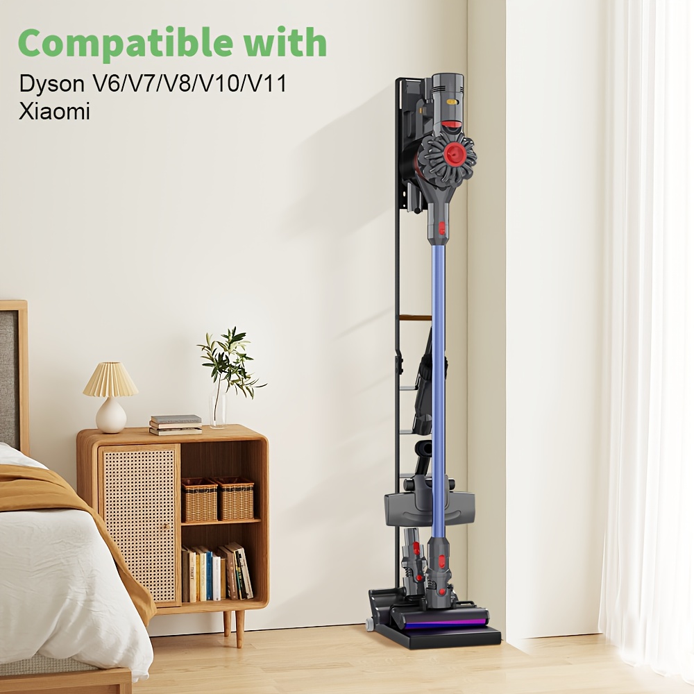 TEMU Vacuum Cleaner Storage Rack Bracket With Wheels, Vacuum Cleaner Accessory Metal Organiser Storage Bracket Holder Non Perforated Floor Mounted