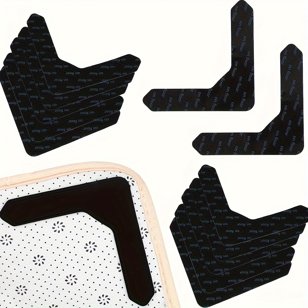 4 8pcs carpet clamping tape double sided   non slip carpet   washable area rug mat reusable corner clip for hardwood floors and ceramic tile details 2