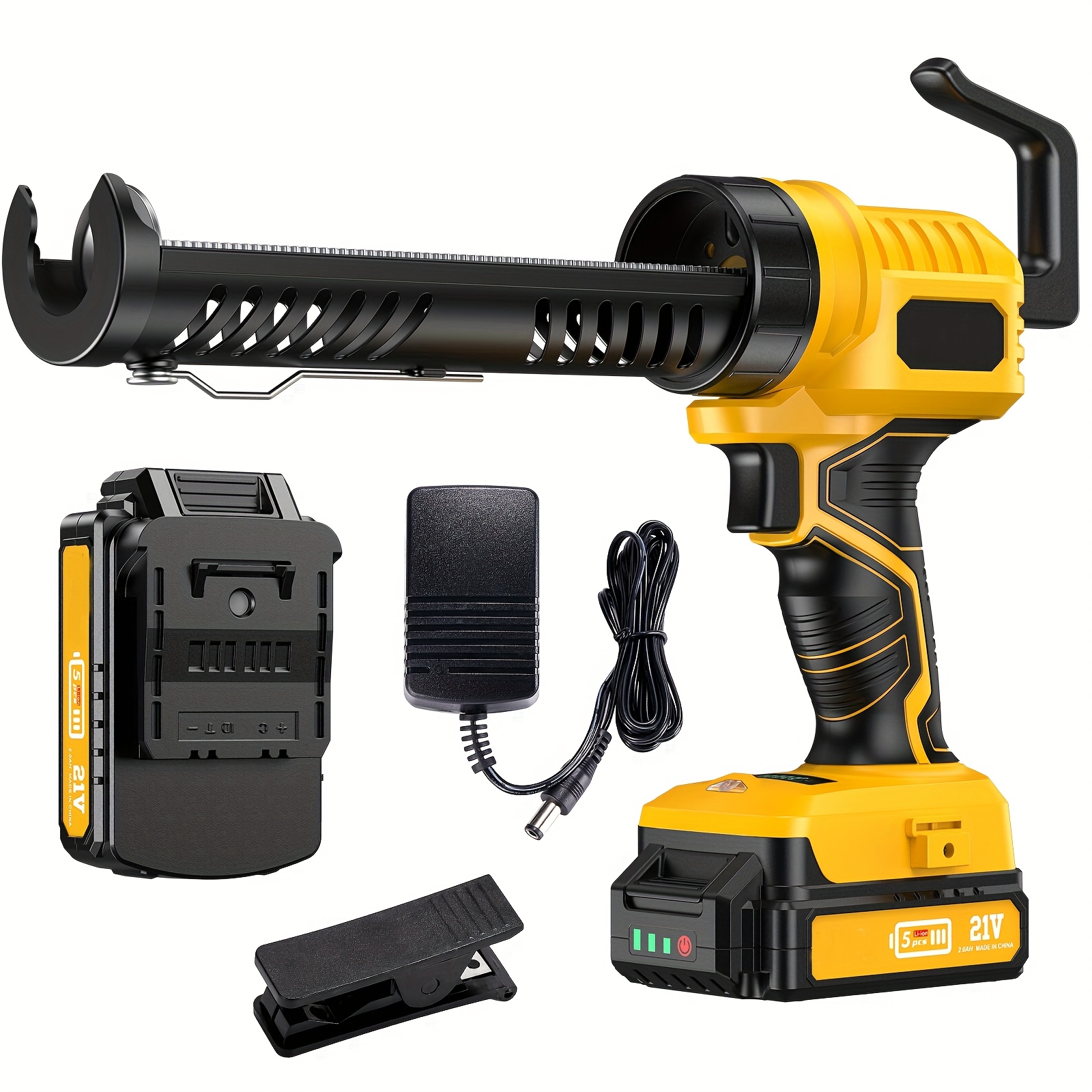 TEMU Seesii Cordless Caulking Gun, Battery Powered Caulk Gun 10oz/300ml, 4 Adjustable Speed Electric Caulk Gun With 2.0ah Li-battery & Charger, Led