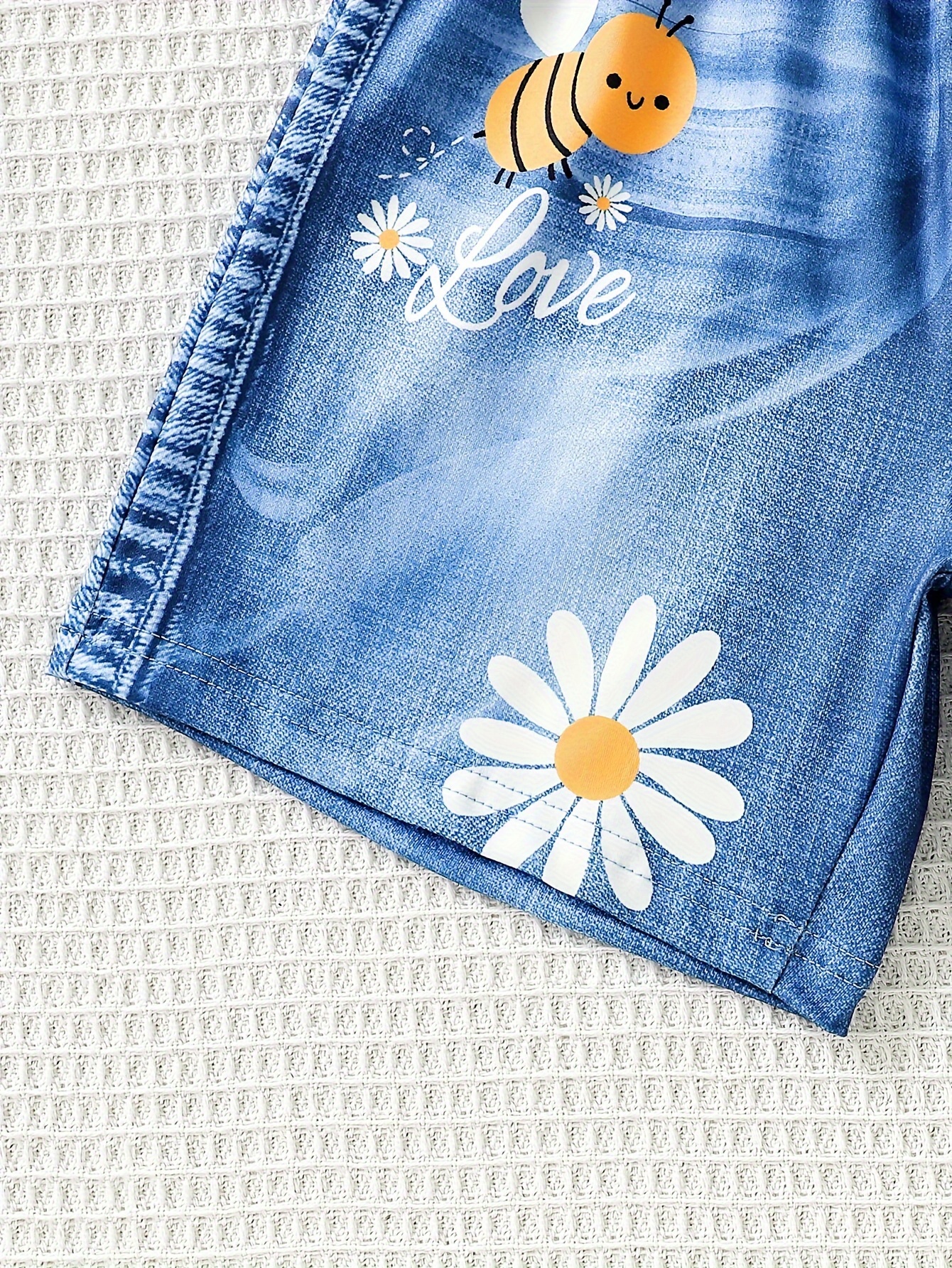 cartoon bee graphic denim print shorts girls Temu