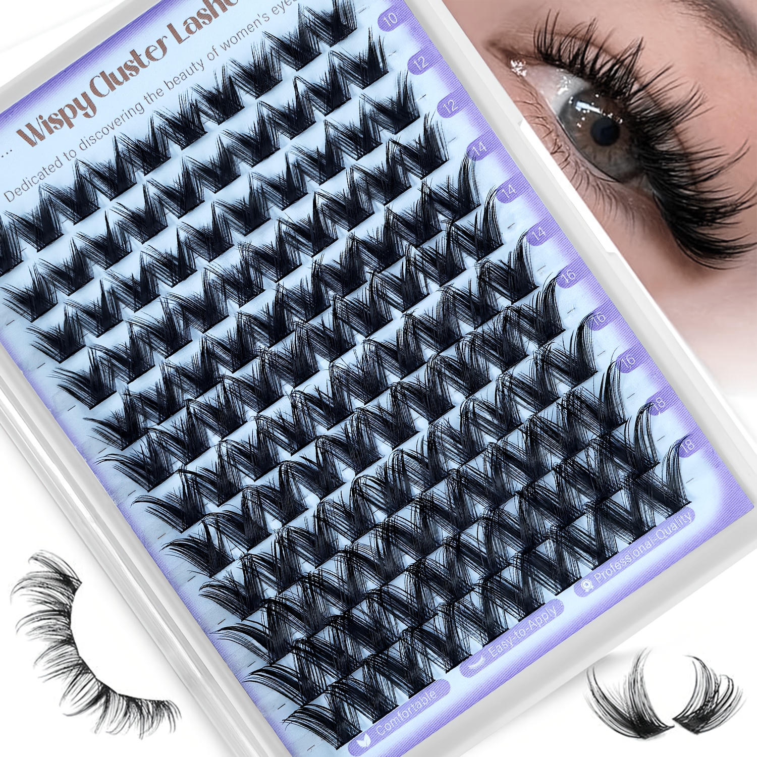 Image of Fqbfqb 210/120pcs Lash Clusters Wispy Cluster Eyelash Extensions Individual Lashes 10-18mm Eyelash Clusters Lash Extensions Diy Cluster Lashes With Soft Thin Band