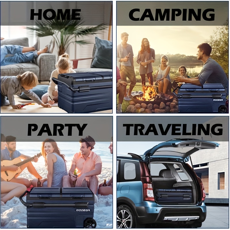 80 Quart Portable Car Refrigerator - 12 Volt RV Fridge Freezer with Dual Power (DC/AC) for Outdoor, Camping, Travel, and SUVs - Keeps Drinks Cold from -4°F to 68°F, Portable Refrigerator