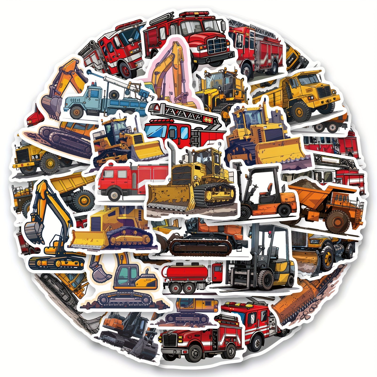 50pcs Engineering Vehicles Stickers Vinyl Aesthetic Stickers For Scrapbooking, Journaling, Laptop, Bumper, Skateboard, Water Bottles, Computer, Phone, Cartoon, Hard Hat, Car Stickers & Decals