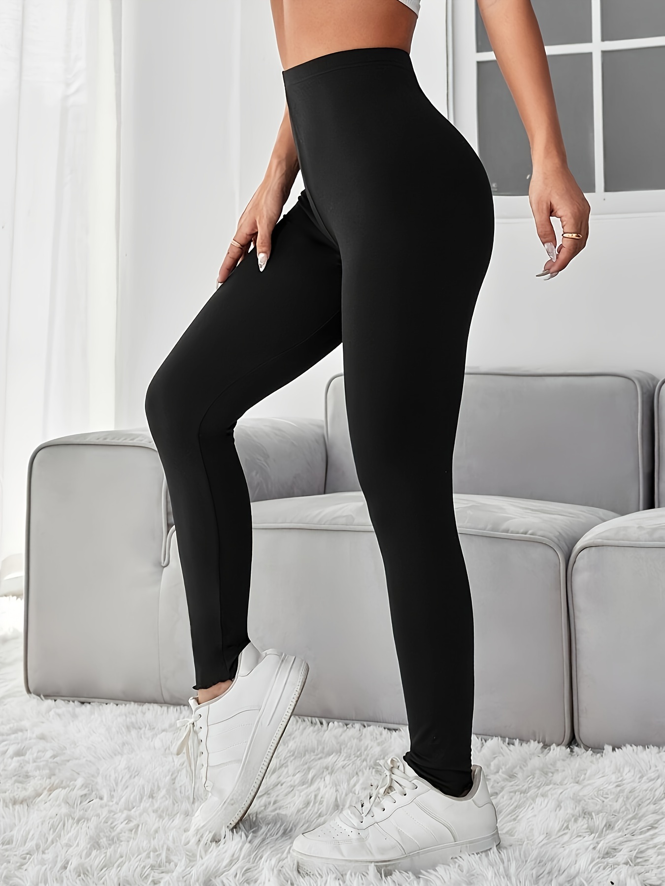 2pcs Solid Color High-Stretch Fitness Yoga Sports Leggings, Soft Breathable  Yoga Tight Pants, Women's Activewear