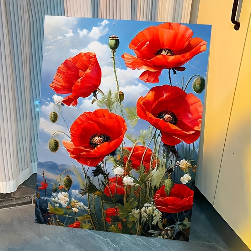 professional art use 1 set red poppies against a     painting kit art gift paint by numbers requires   on   home decor wall art artwork gift for   holidays such as mothers day fathers day