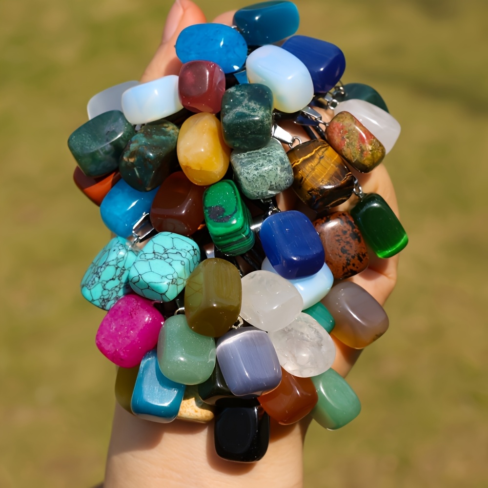 7pc Irregular Natural Gemstone Pendant Necklace Set