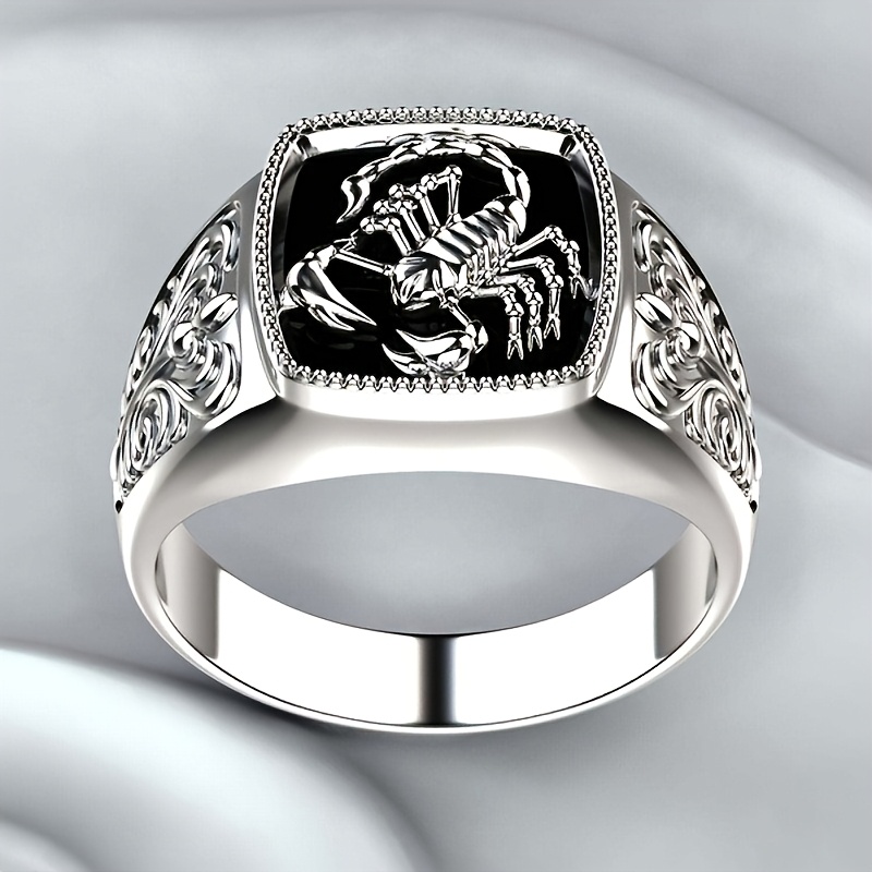 

Unique And Creative Relief Men's Ring, European And American Fashion Poisonous Scorpion Commemorative Ring, Suitable For Dates, Parties, Travel, And Perfect Valentine's Day Gift For Your Loved 1