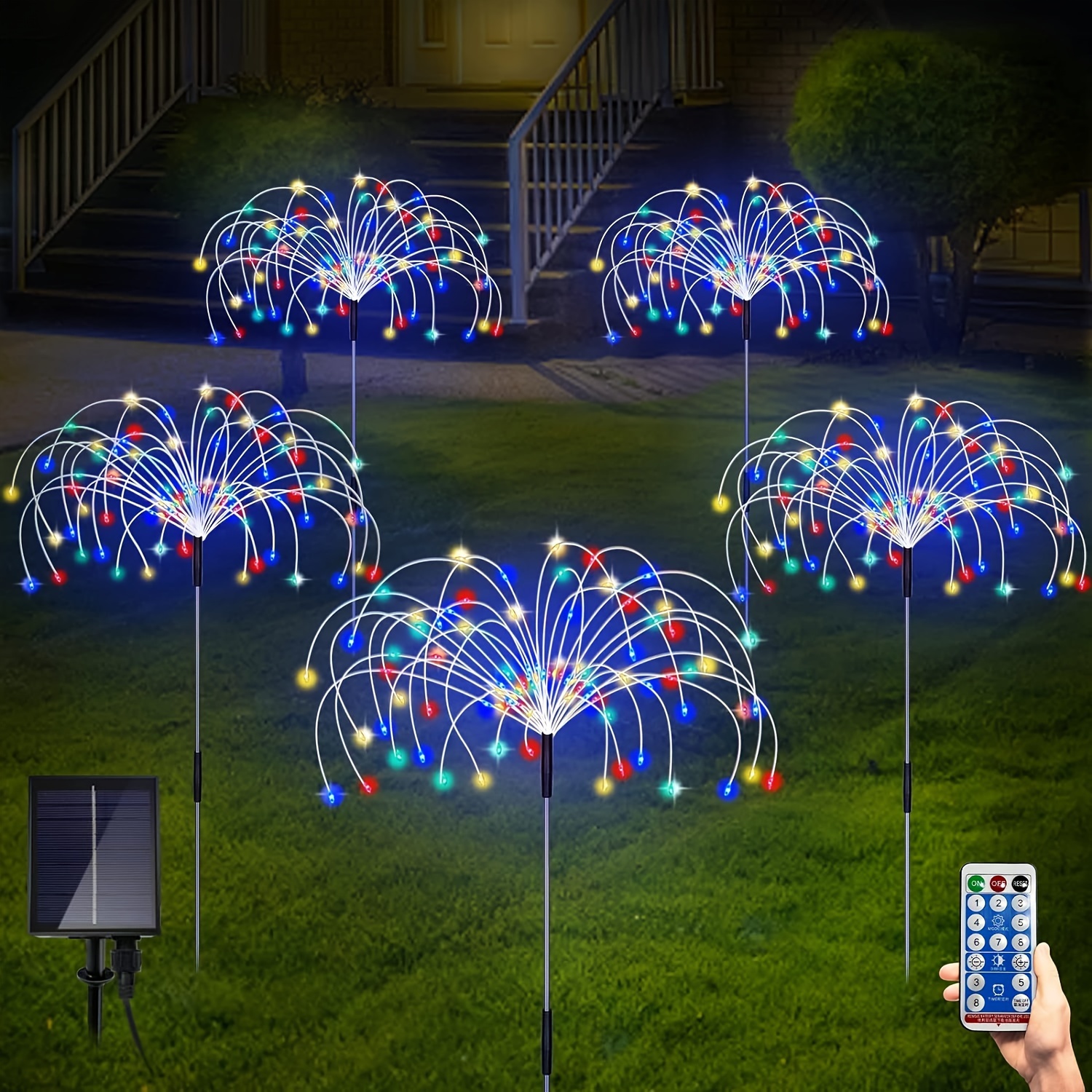 

Outdoor Firework Lights, 5 Pack 120 Led Decorative Stake With Remote, 8 Modes Diy Landscape Light Lamps For Walkway Pathway Backyard Lawn(colorful)
