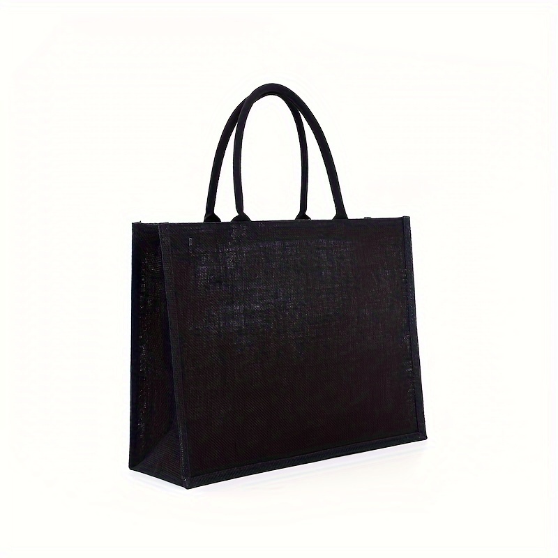 black jute tote bag large durable no shoulder Temu New Zealand