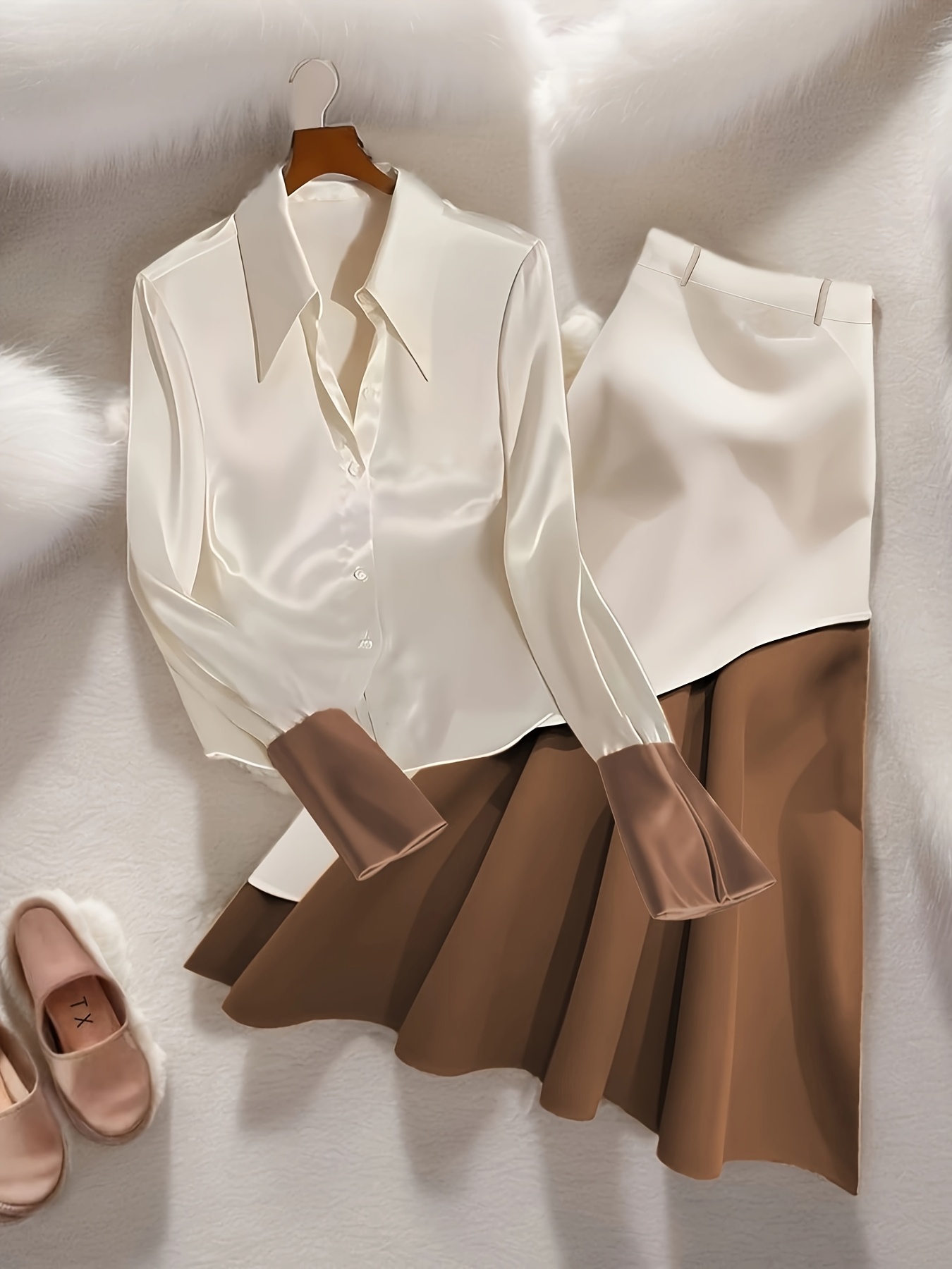 Model wearing Newnesss Seraphina Satin Pantsuit a sophisticated elegant ensemble perfect for evening events or special occasions The pantsuit features a luxurious satin fabric with a subtle sheen
