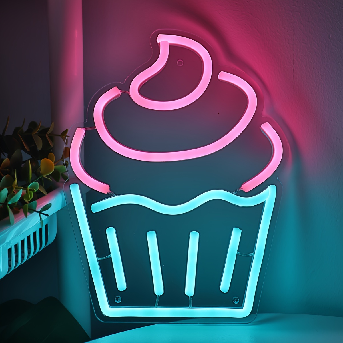 

Charming Muffin Cup Cake Led Neon Sign - Usb Powered Wall Light For Dessert Shops, Bakeries, Parties & Home Decor, 7.48''x9.84''
