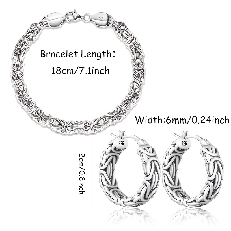 Image of Jewelry Set 925 Silver Jewelry Set Hemp Rope Two-piece Set Bracelet And Earrings Fashion Trend Charm Valentine's Day Gift Christmas Gift Birthday Gift Holiday Gift With Gift Box