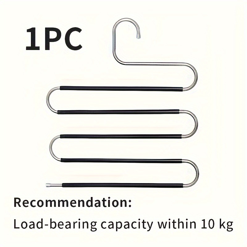 Image of 1pc Space- Pants Hanger - Polished Stainless Steel With Non-slip Clips For Efficient Wardrobe Organization & Towel Storage, Ideal For Home & Retail Use, Hangers For Clothes