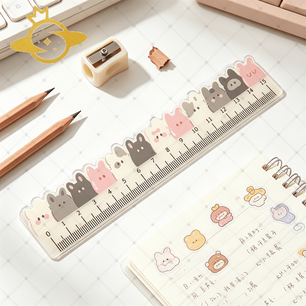Acrylic Ruler with Cute Rabbit Pattern, Measuring Tool