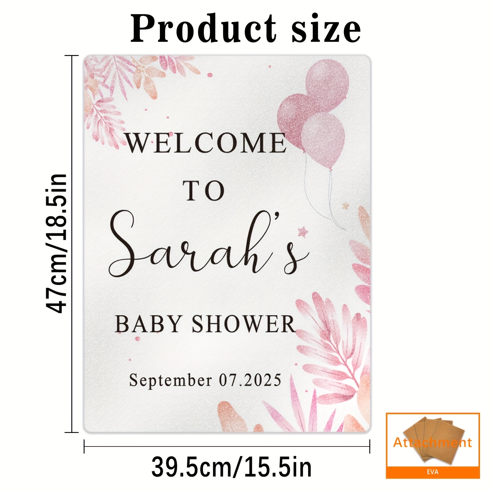 TEMU 1pc Personalized Baptism Logo Photo Booth Prop Sign 2d Logo Entrance Welcome Display Sign Birthday, Wedding, Bridal Shower Name, Date Text