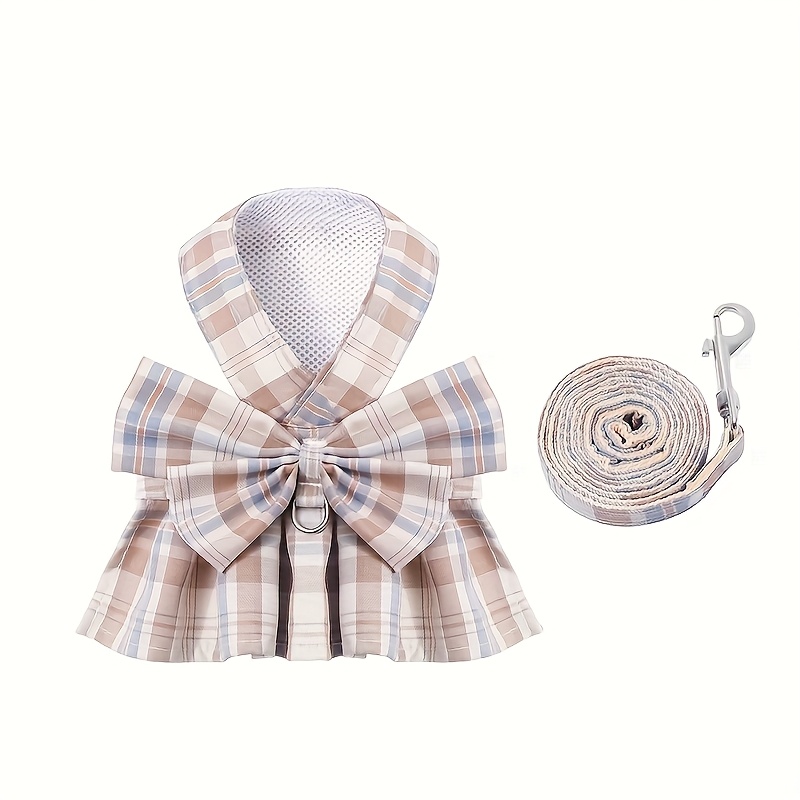 Dog Dress Bow Tie Harness and Leash Set
