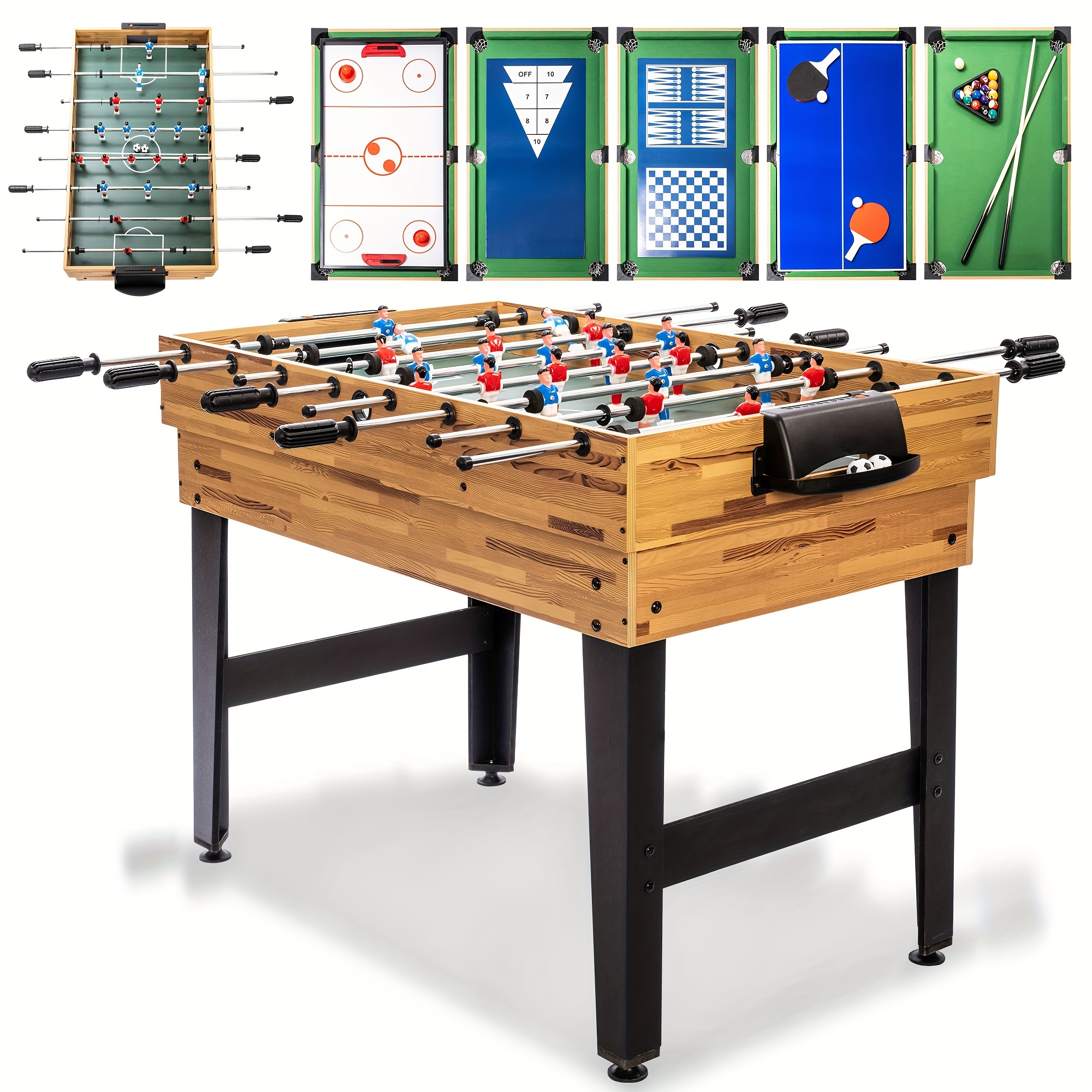 

2x4ft 13-in-1 Combo Game Table Set For Home, Combination Tables For Game Room, W/hockey, Football, Billiards, Pong, Shuffleboard, Chess, , Backgammon, Ring Toss