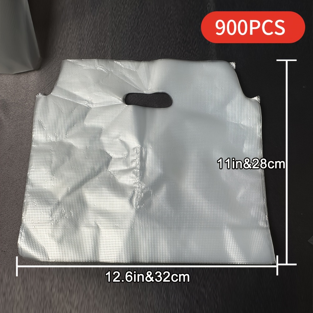 TEMU 700ml 1800pcs (1-cup, 6.3x11in) 900pcs(2-cup, 12.6x11in) Frosted Clear Handle Poly Bags, Milk Tea Packing Bag, Plastic Packaging Bags For