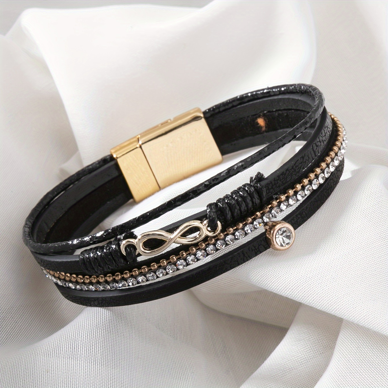 Rhinestone Wrap Bracelet with Magnetic Clasp