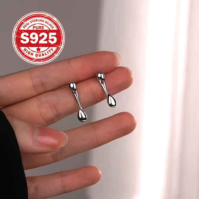 S925 Silver Diagonal Stud Earrings for Women